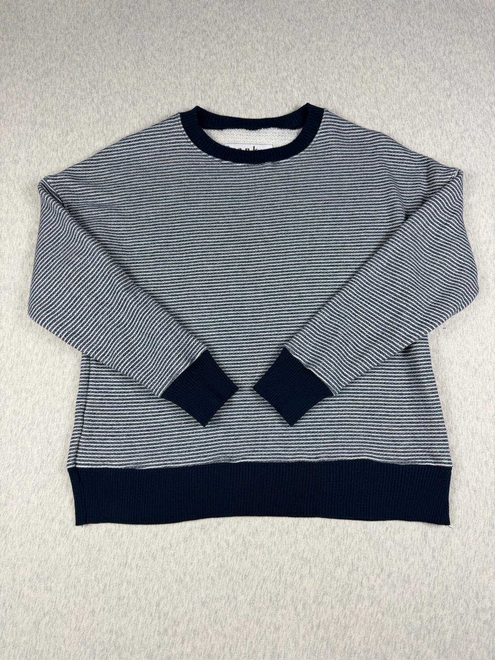 Frank & Eileen Tee Lab Striped Sweatshirt XS Navy White 100% Cotton Oversized